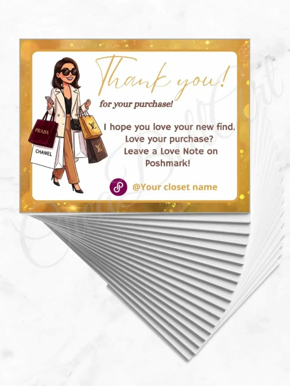 100 Personalized Fashion Thank You Cards Small Business, 4×3 in